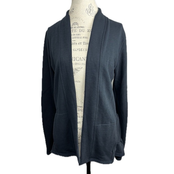 Anthropologie Lila Tiered Back Black Sweatshirt Cardigan, Medium comfy - Picture 2 of 8